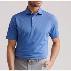 Peter Millar Summer Comfort Mens Blue Striped Short Sleeve Polo Shirt Golf XL